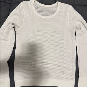 Lululemon Athletica White Long Sleeve Mesh Top